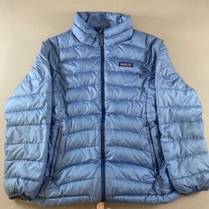 Patagonia Kids Down Jacket Light Blue Puffer Zip Up M 10